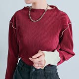 レッド×アイボリー | 袖配色プリーツトップス 2サイズ 着痩せ | kirakiraShop