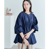 前後2wayドロストペプラムブラウス 2サイズ 体型カバー | kirakiraShop  | 詳細画像14 