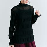 ブラック | シャーリングシフォンブラウス 3サイズ 二の腕隠し | kirakiraShop