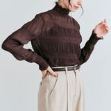 ブラウン | シャーリングシフォンブラウス 3サイズ 二の腕隠し | kirakiraShop