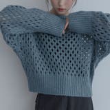 ストーンブルー | 【maviru】メッシュ透かし編みショートニット トップス ニット | kirakiraShop 