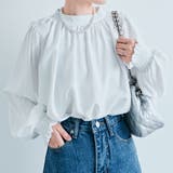 オフホワイト | スタンドカラーギャザーブラウス 2サイズ シャツ | kirakiraShop