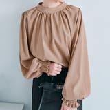 モカ | スタンドカラーギャザーブラウス 2サイズ シャツ | kirakiraShop