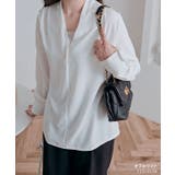 パールVネックブラウス シャツ シフォン | kirakiraShop  | 詳細画像3 