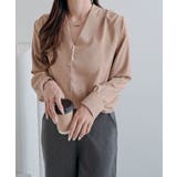 パールVネックブラウス シャツ シフォン | kirakiraShop  | 詳細画像7 