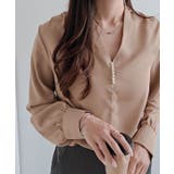 パールVネックブラウス シャツ シフォン | kirakiraShop  | 詳細画像8 