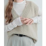 深Vネックシャギーニットベスト トップス ベスト | kirakiraShop  | 詳細画像14 