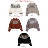 ノルディック柄ハイネックショートニット ニットトップス カラーニット | kirakiraShop  | 詳細画像2 