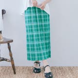E-チェックグリーン | 総柄ランダムプリーツナロースカート ボトムス ナロースカート | kirakiraShop 