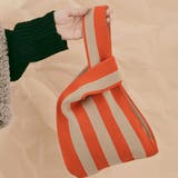 E-ストライプオレンジ | 総柄ニットバッグ 全8タイプ 小物 | kirakiraShop 