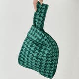 H-千鳥グリーン | 総柄ニットバッグ 全8タイプ 小物 | kirakiraShop 