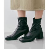 ブラック | スクエアトゥストレッチショートブーツ 靴 ショートブーツ | kirakiraShop 