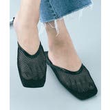 ブラック | スクエアメッシュフラットミュール 5サイズ 靴 | kirakiraShop 