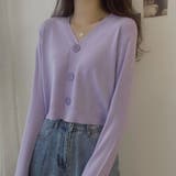 パープル | ショート丈ニットカーディガン トップス ニットカーディガン | kirakiraShop 