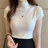 オフホワイト | サマーニット 半袖ハイネックニットソー カットソー | kirakiraShop