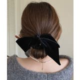 ブラック | ベロアリボンシュシュ 小物 ヘアアクセサリー | kirakiraShop
