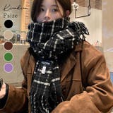 タータンチェックフリンジマフラー ユニセックス ニットマフラー | kirakiraShop  | 詳細画像1 