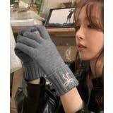 グレー | 指穴付きリボンニットグローブ 小物 ニット手袋 | kirakiraShop 