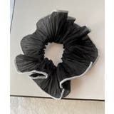ブラック | オーガンジーシアーフリルシュシュ 小物 ヘアアクセサリー | kirakiraShop