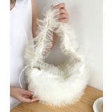 ホワイト | チュールフリルドロストハンドバッグ 鞄 かばん | kirakiraShop