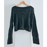 ブラック | 【SHOPLIST限定】ハート透かし編みロングスリーブニット トップス ニット | kirakiraShop