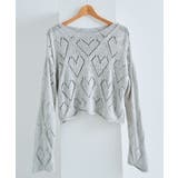 グレー | 【SHOPLIST限定】ハート透かし編みロングスリーブニット トップス ニット | kirakiraShop