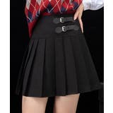 ブラック | Wベルトプリーツミニスカート ミニスカート プリーツスカート | kirakiraShop