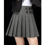 グレー | Wベルトプリーツミニスカート ミニスカート プリーツスカート | kirakiraShop