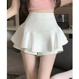 ホワイト | ティアードペプラムキュロットパンツ ボトムス ショートパンツ | kirakiraShop