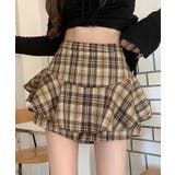 チェックベージュ | ティアードペプラムキュロットパンツ ボトムス ショートパンツ | kirakiraShop