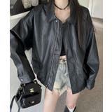 ブラック | ビッグシルエットフェイクレザージャケット アウター 羽織り | kirakiraShop