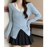 レイヤード風リブニットカーディガン トップス アンサンブル風 | kirakiraShop | 詳細画像25