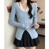 レイヤード風リブニットカーディガン トップス アンサンブル風 | kirakiraShop | 詳細画像27