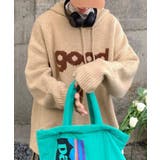 ベージュ | ビッグロゴニットフーディートップス トップス ニット | kirakiraShop