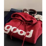 レッド | ビッグロゴニットフーディートップス トップス ニット | kirakiraShop