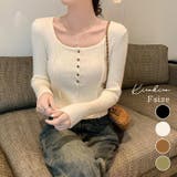 ラウンドネックコンパクトリブニットトップス トップス ニットソー | kirakiraShop | 詳細画像1