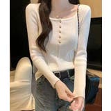 ラウンドネックコンパクトリブニットトップス トップス ニットソー | kirakiraShop | 詳細画像3