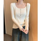 ラウンドネックコンパクトリブニットトップス トップス ニットソー | kirakiraShop | 詳細画像4