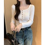 ラウンドネックコンパクトリブニットトップス トップス ニットソー | kirakiraShop | 詳細画像8