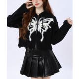 ブラック | バタフライジップニットパーカー トップス ニット | kirakiraShop