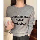 グレー | ラウンドネックメッセージニットトップス トップス ニット | kirakiraShop
