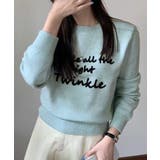 ブルー | ラウンドネックメッセージニットトップス トップス ニット | kirakiraShop