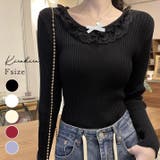 レースフリルリブニットトップス トップス ニットソー | kirakiraShop | 詳細画像1