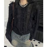 ブラック | チュールレースニットカーディガン トップス カーディガン | kirakiraShop