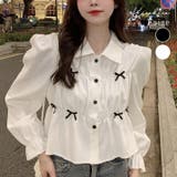 襟付きギャザーリボンブラウス トップス ブラウス | kirakiraShop | 詳細画像1