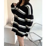 クラッシュデザインVネックボーダーニット 3色 トップス | kirakiraShop  | 詳細画像10 