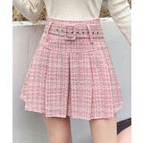 ピンク | ベルト付きツイードプリーツミニスカート3サイズ ミニスカート プリーツスカート | kirakiraShop 