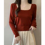レッド | スクエアネックシンプルニットソー カットソー ニット | kirakiraShop