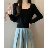 スクエアネックシンプルニットソー カットソー ニット | kirakiraShop | 詳細画像2