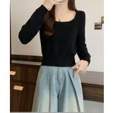 スクエアネックシンプルニットソー カットソー ニット | kirakiraShop | 詳細画像4